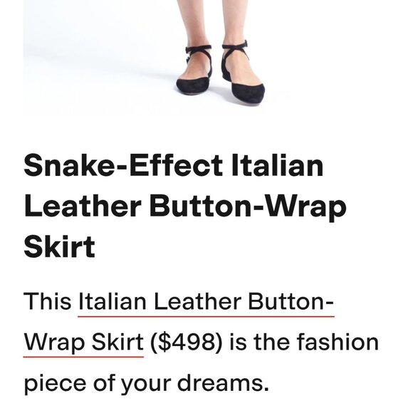 NWOT Olivia Palermo x BR Snake-Effect Italian Leather Button-Wrap Skirt - Picture 8 of 16